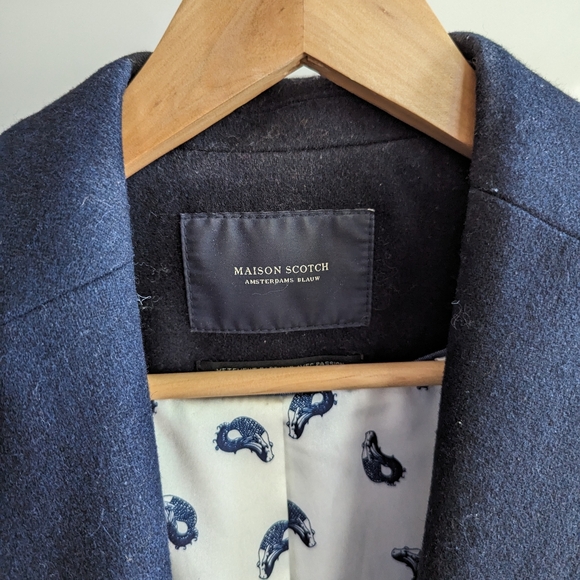 Maison Scotch Navy Wool Blend Blazer, Size 1 - Picture 3 of 8